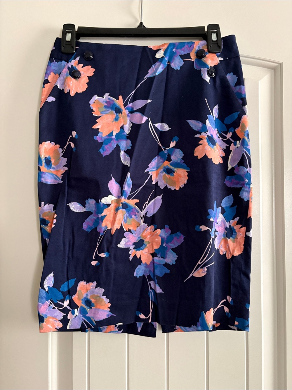 Navy Floral Pencil Skirt - Women's